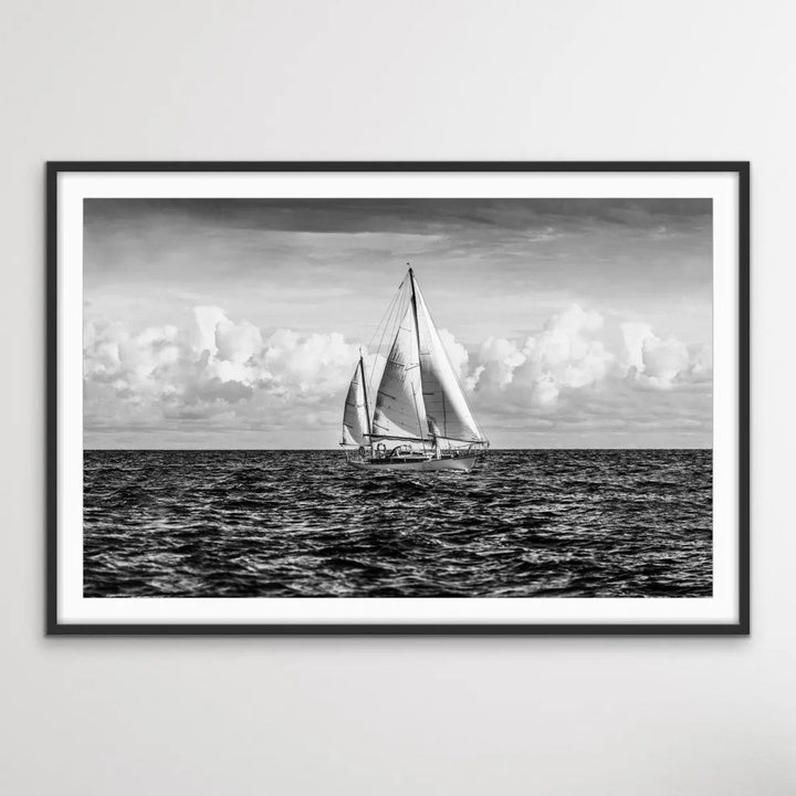 Copy of A Day On the Ocean - Black and White Yacht Sailing Photographic Canvas or Art Print I Heart Wall Art Australia 