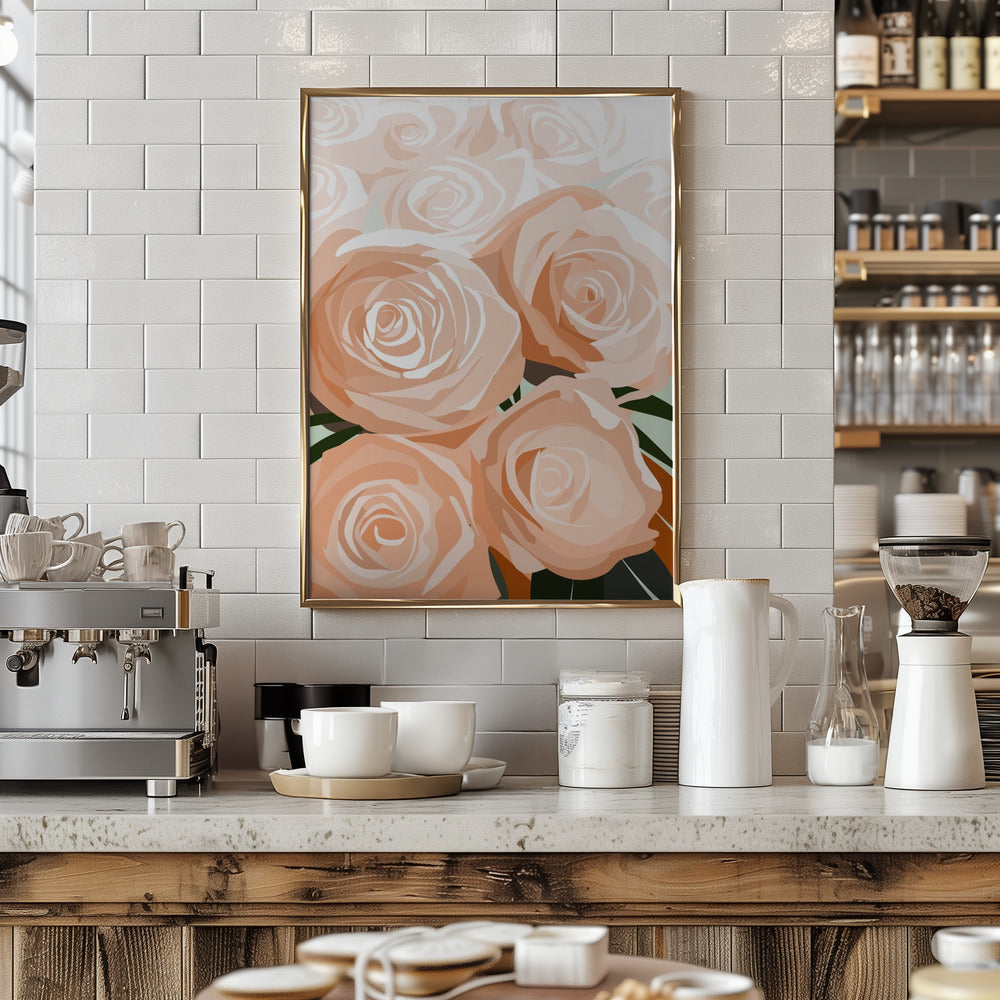 Coral roses - Stretched Canvas, Poster or Fine Art Print I Heart Wall Art