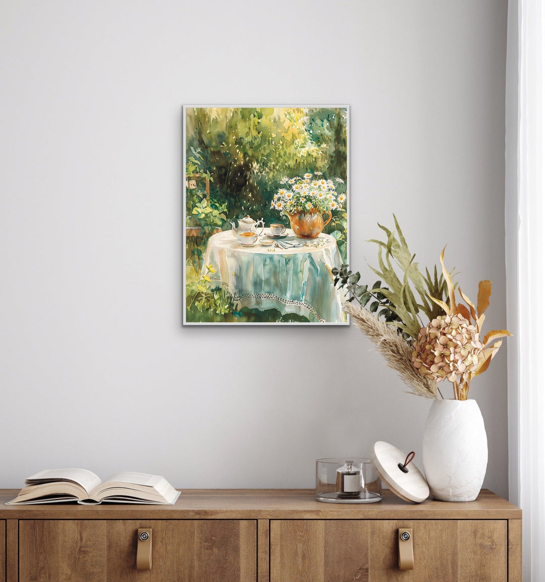 Cottage Tea Party - Still Life Countryside Stretched Canvas or Wall Art Print I Heart Wall Art