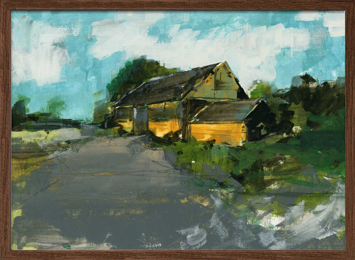 Country Barn Landscape 1 - Stretched Canvas, Poster or Fine Art Print - I Heart Wall Art - Poster Print, Canvas Print or Framed Art Print