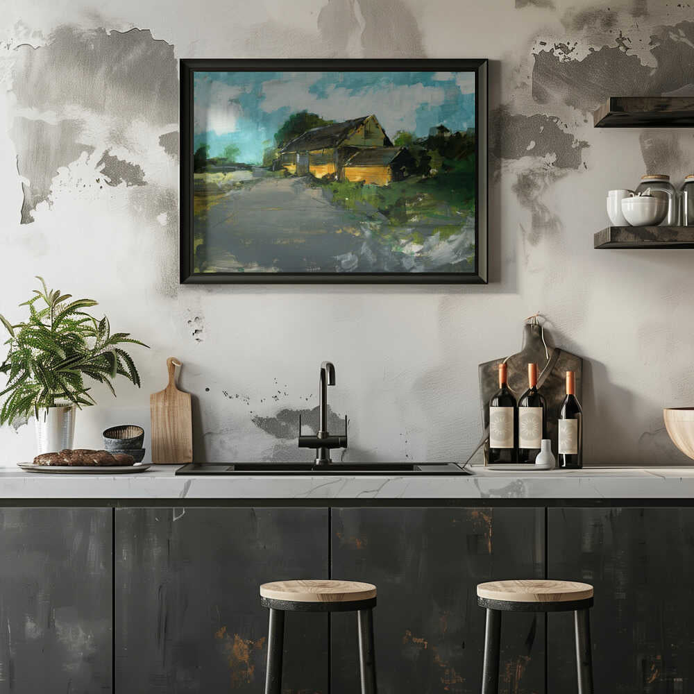Country Barn Landscape 1 - Stretched Canvas, Poster or Fine Art Print - I Heart Wall Art - Poster Print, Canvas Print or Framed Art Print