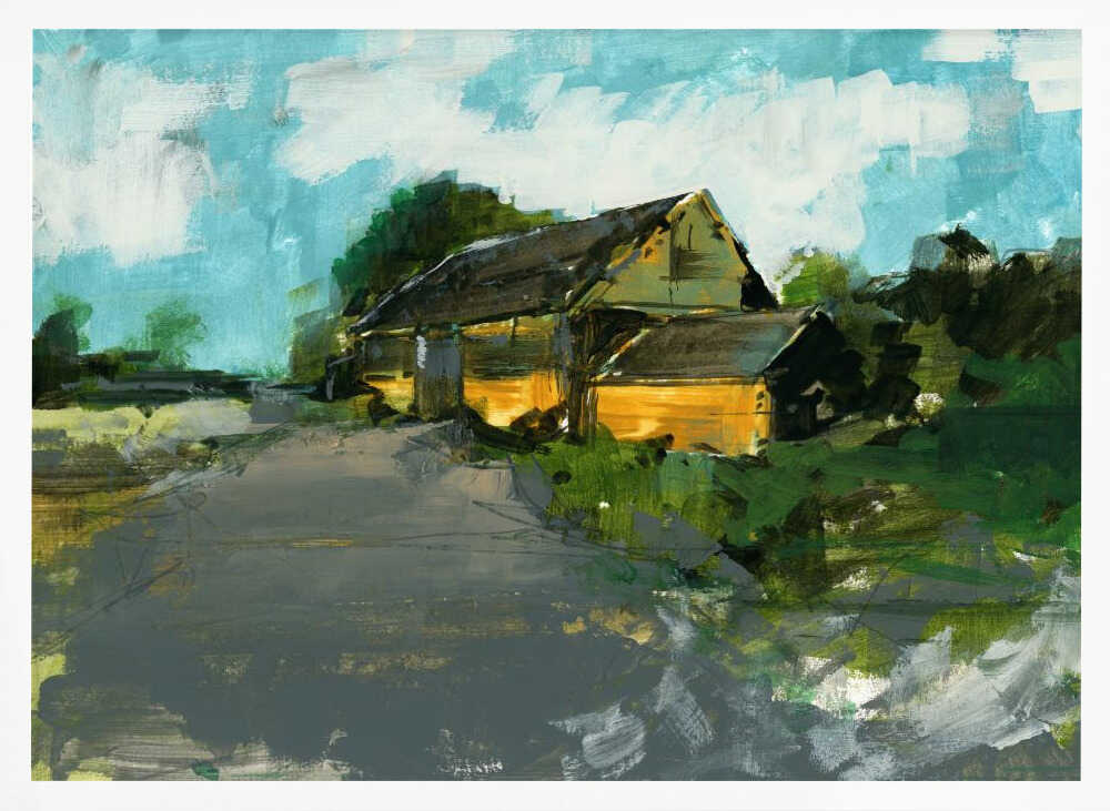 Country Barn Landscape 1 - Stretched Canvas, Poster or Fine Art Print - I Heart Wall Art - Poster Print, Canvas Print or Framed Art Print