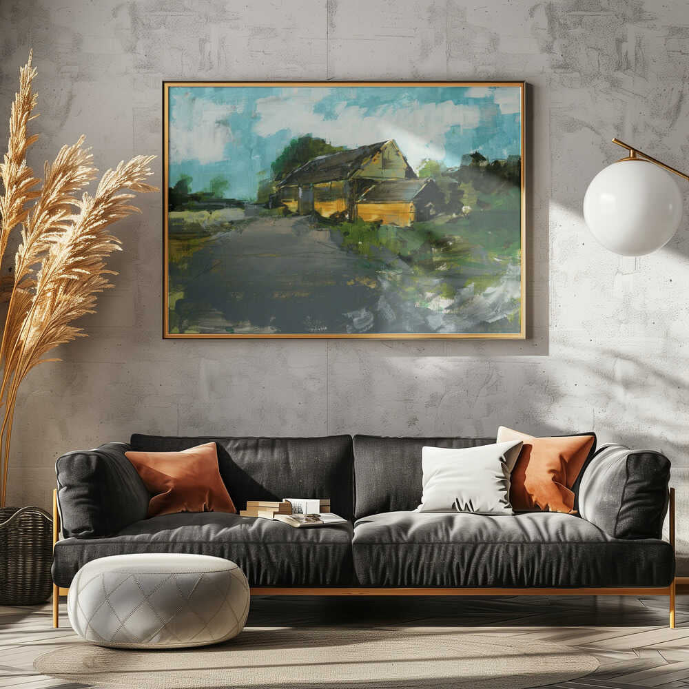 Country Barn Landscape 1 - Stretched Canvas, Poster or Fine Art Print - I Heart Wall Art - Poster Print, Canvas Print or Framed Art Print