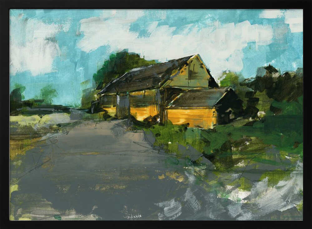 Country Barn Landscape 1 - Stretched Canvas, Poster or Fine Art Print - I Heart Wall Art - Poster Print, Canvas Print or Framed Art Print