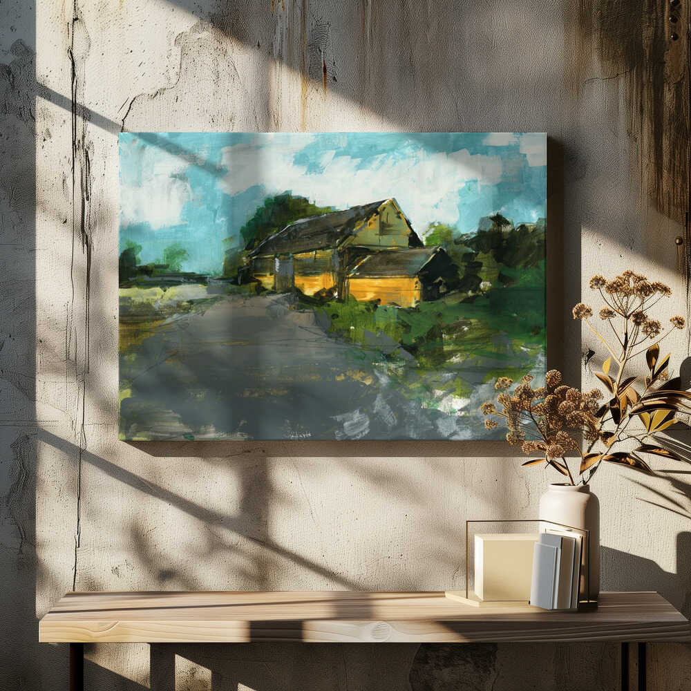 Country Barn Landscape 1 - Stretched Canvas, Poster or Fine Art Print - I Heart Wall Art - Poster Print, Canvas Print or Framed Art Print