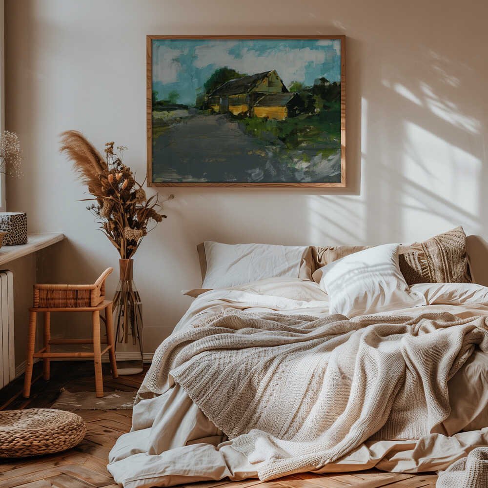 Country Barn Landscape 1 - Stretched Canvas, Poster or Fine Art Print - I Heart Wall Art - Poster Print, Canvas Print or Framed Art Print