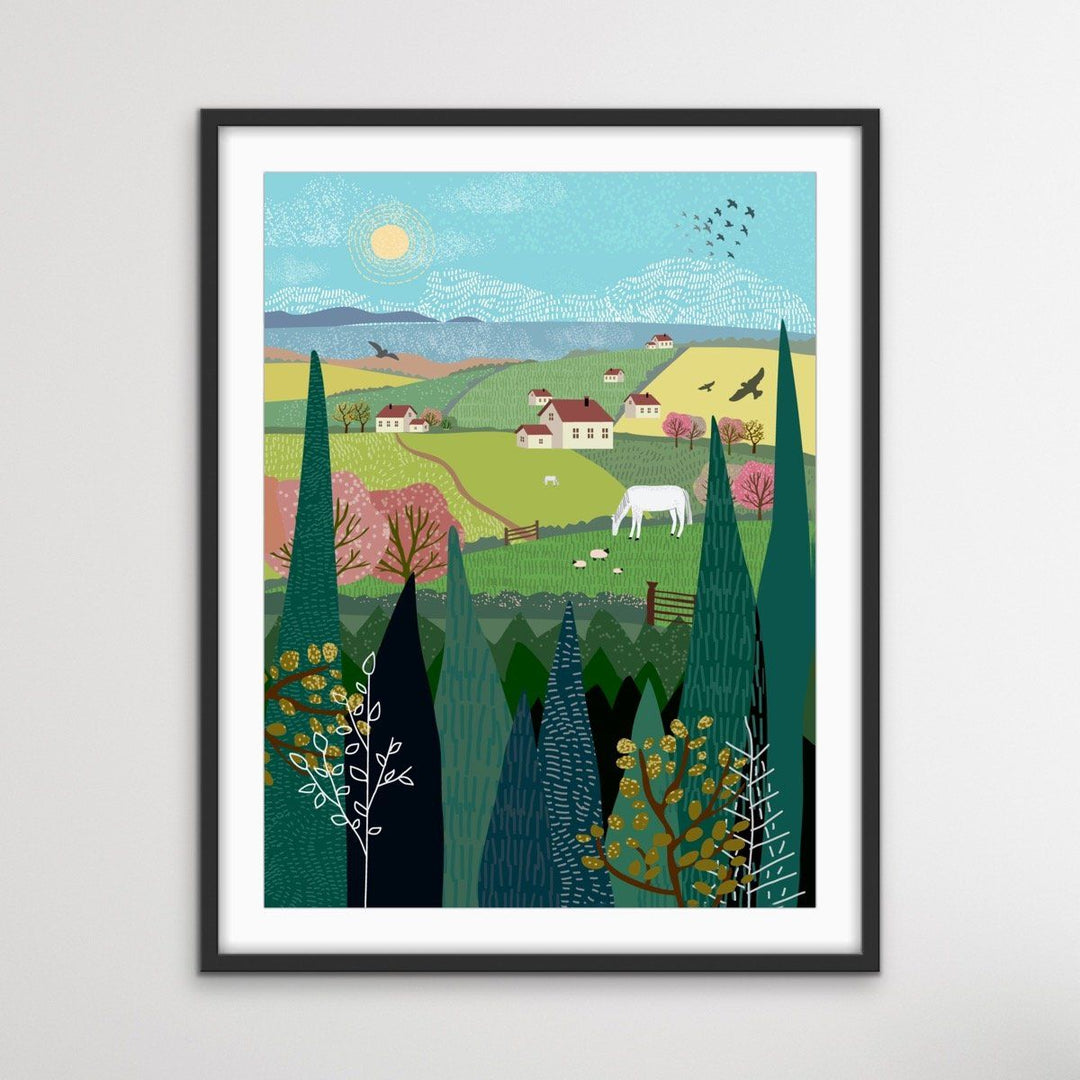 Country - Illustration Of Country Scene for Kids Nursery - City Village Country Wild Set - I Heart Wall Art