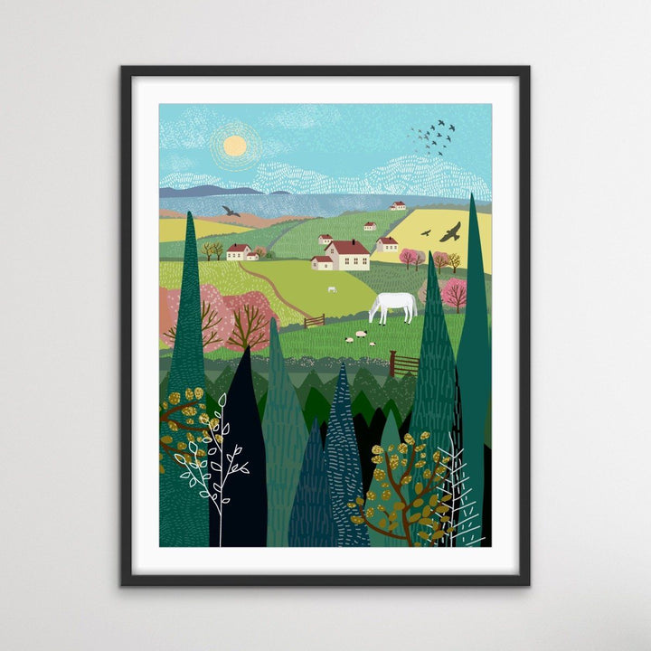 Country - Illustration Of Country Scene for Kids Nursery - City Village Country Wild Set - I Heart Wall Art