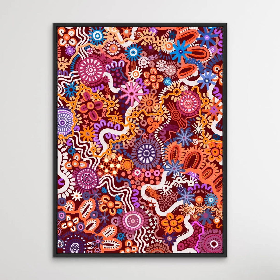 Country In Colour - Dark Pink -  Aboriginal Art Print By Leah Cummins I Heart Wall Art Australia 