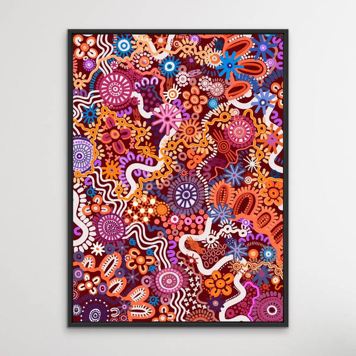 Country In Colour - Dark Pink -  Aboriginal Art Print By Leah Cummins I Heart Wall Art Australia 