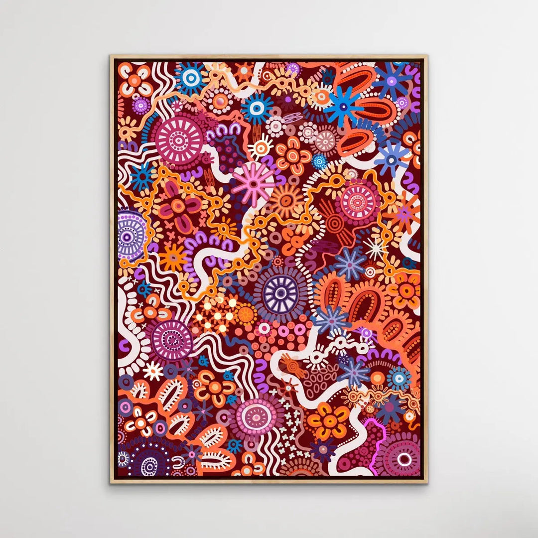 Country In Colour - Dark Pink -  Aboriginal Art Print By Leah Cummins I Heart Wall Art Australia 