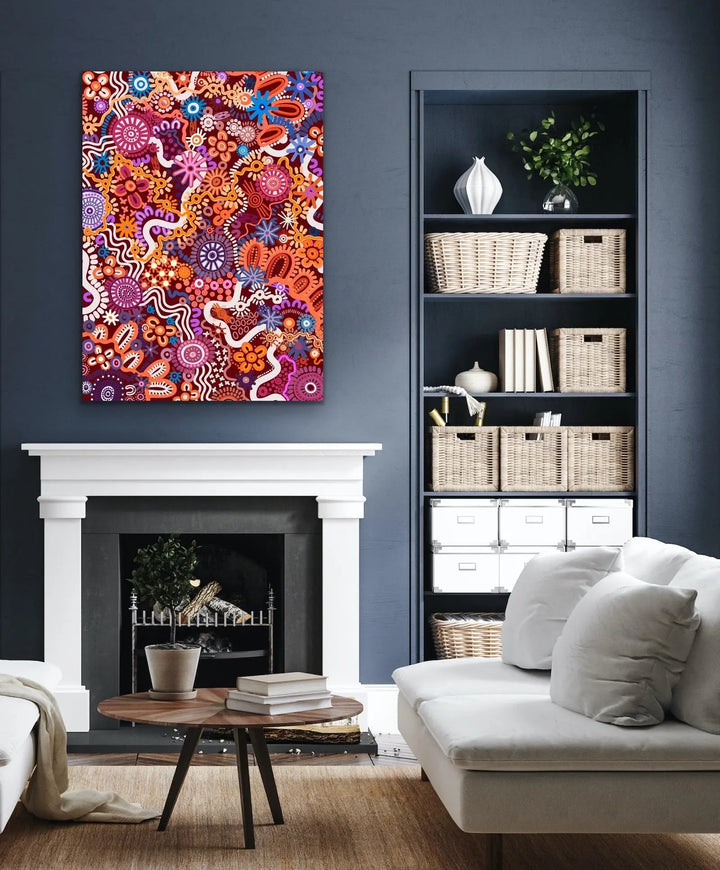 Country In Colour - Dark Pink -  Aboriginal Art Print By Leah Cummins I Heart Wall Art Australia 