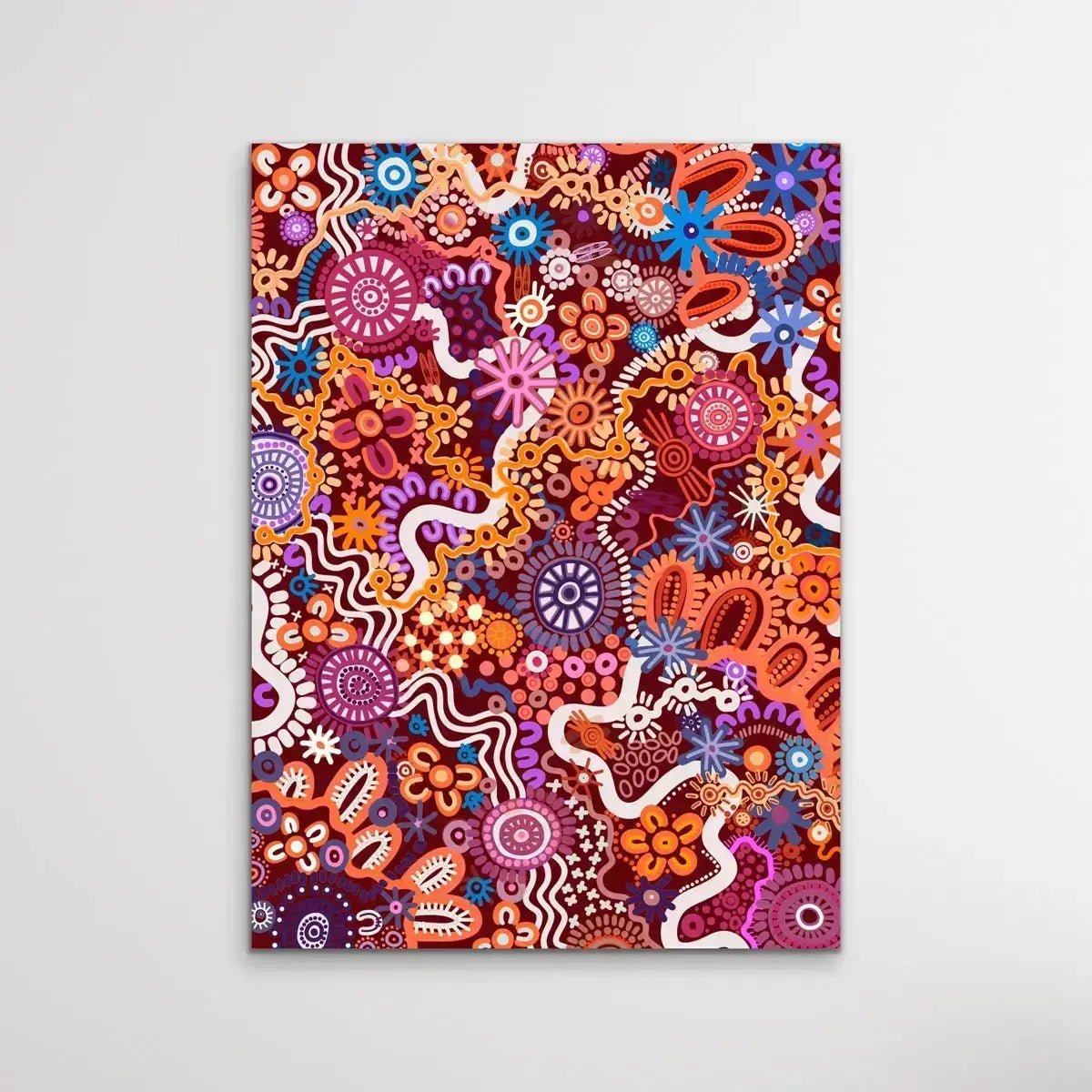 Country In Colour - Dark Pink - Aboriginal Art Print By Leah Cummins - I Heart Wall Art - Poster Print, Canvas Print or Framed Art Print