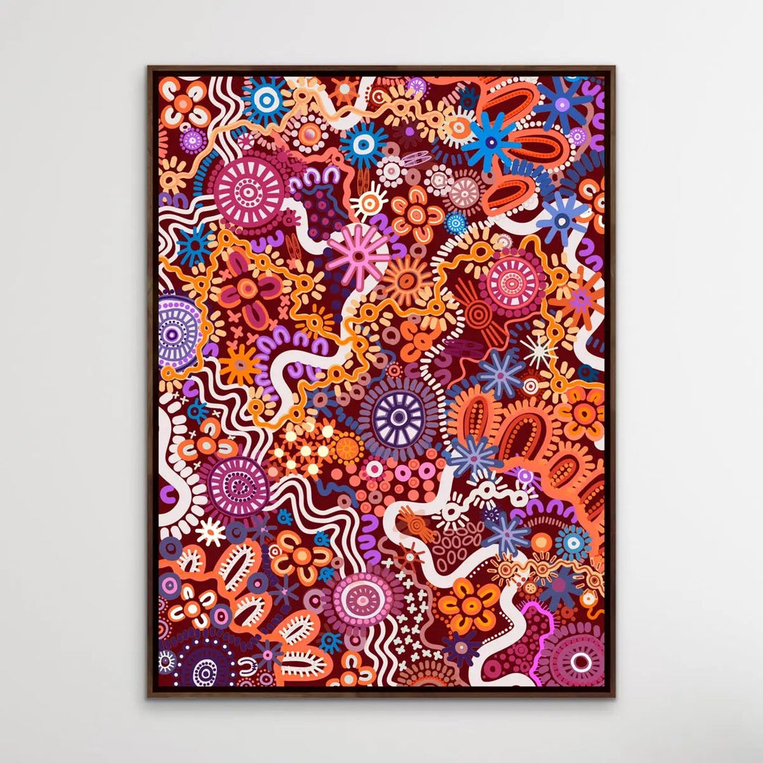 Country In Colour - Dark Pink -  Aboriginal Art Print By Leah Cummins I Heart Wall Art Australia 