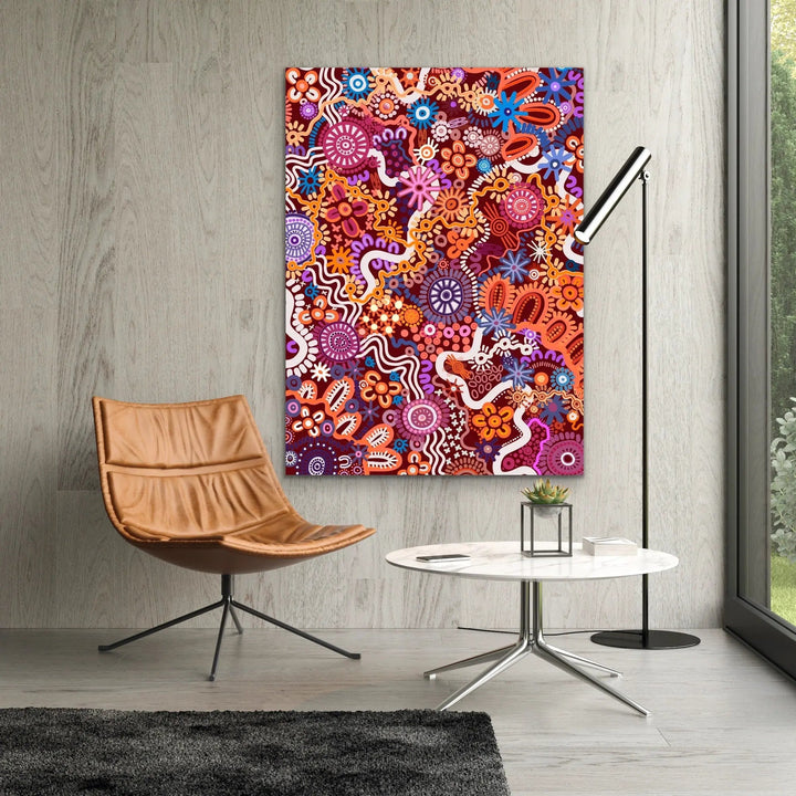 Country In Colour - Dark Pink -  Aboriginal Art Print By Leah Cummins I Heart Wall Art Australia 