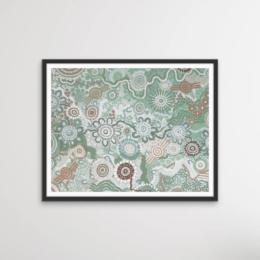 Country In Colour - Green-  Aboriginal Art Print By Leah Cummins I Heart Wall Art Australia 
