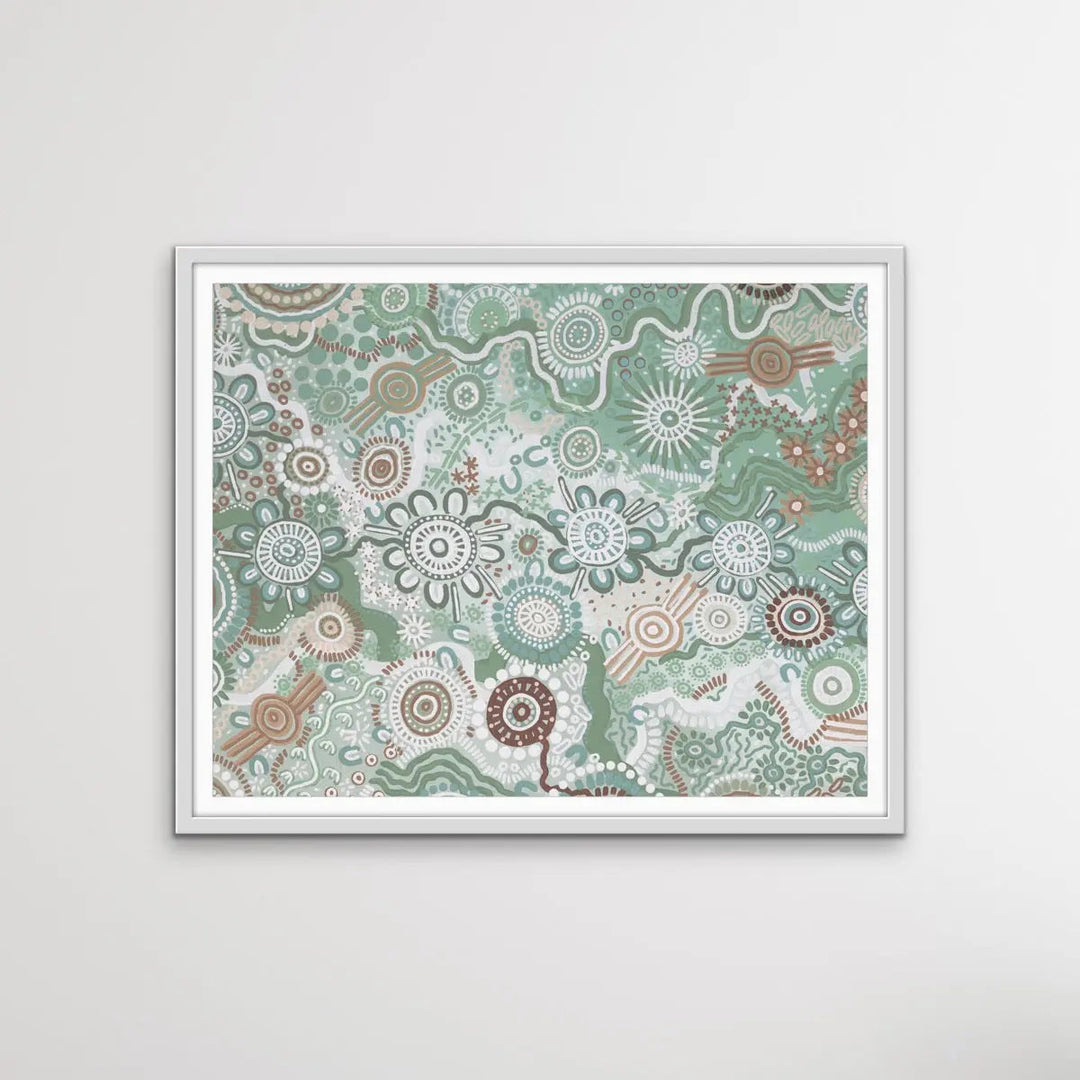 Country In Colour - Green-  Aboriginal Art Print By Leah Cummins I Heart Wall Art Australia 