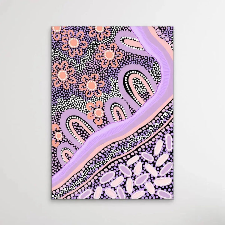 Country In Colour - Purple - Aboriginal Art Print By Leah Cummins - I Heart Wall Art - Poster Print, Canvas Print or Framed Art Print