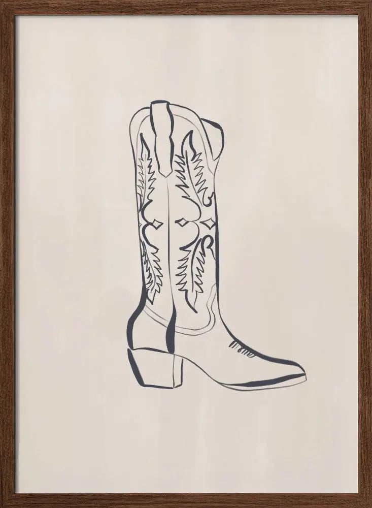 Cowboy Boots By Ivy Green Illustrations - Stretched Canvas, Poster or Fine Art Print I Heart Wall Art