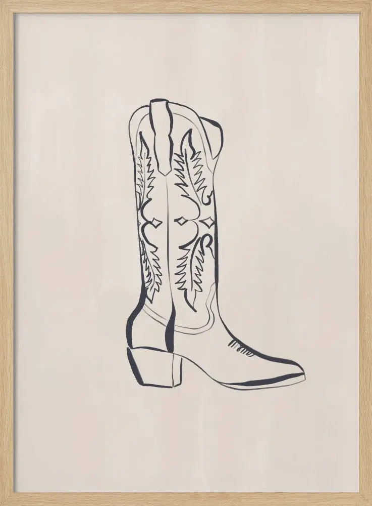 Cowboy Boots By Ivy Green Illustrations - Stretched Canvas, Poster or Fine Art Print I Heart Wall Art