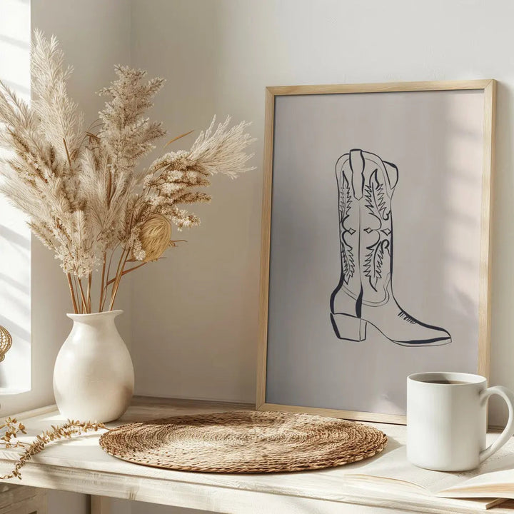 Cowboy Boots By Ivy Green Illustrations - Stretched Canvas, Poster or Fine Art Print I Heart Wall Art