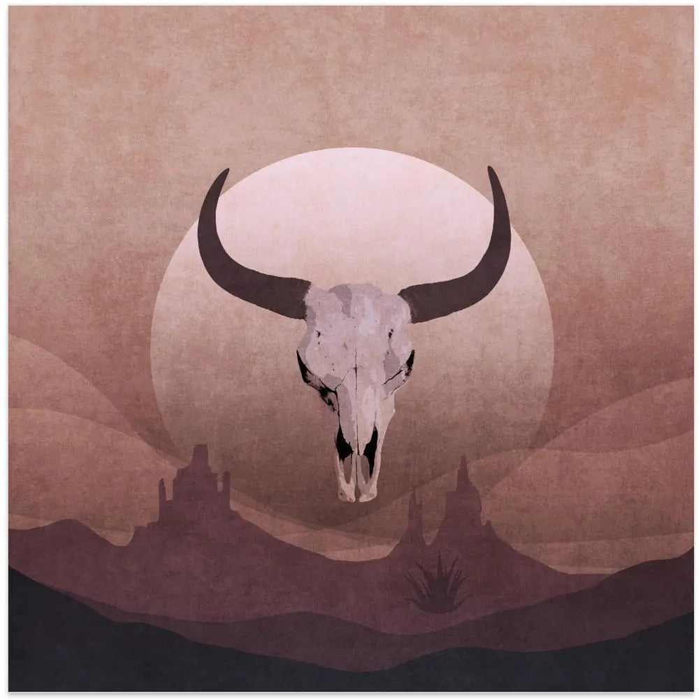 Cowboy Skull - Square Stretched Canvas, Poster or Fine Art Print I Heart Wall Art