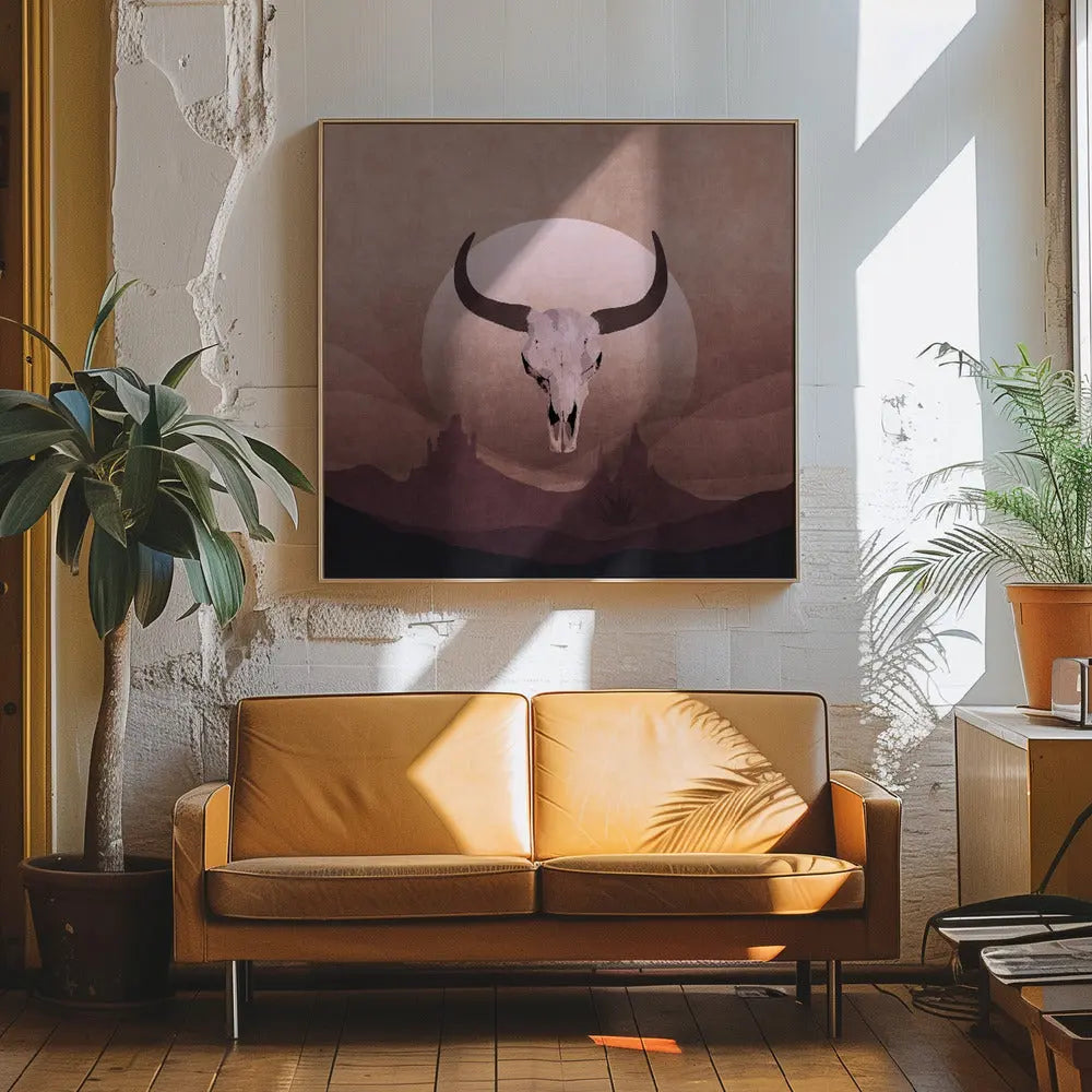 Cowboy Skull - Square Stretched Canvas, Poster or Fine Art Print I Heart Wall Art