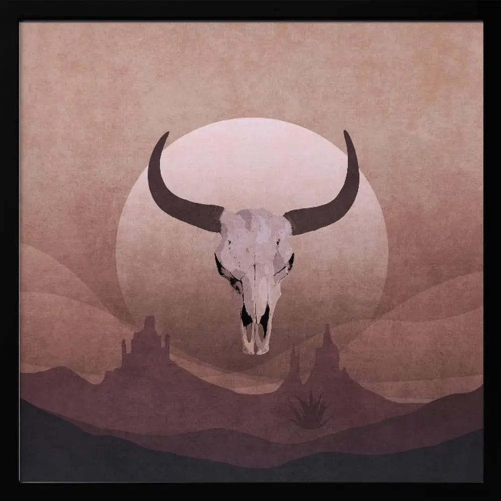 Cowboy Skull - Square Stretched Canvas, Poster or Fine Art Print I Heart Wall Art