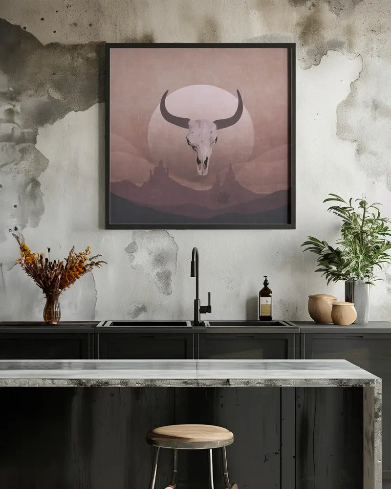 Cowboy Skull - Square Stretched Canvas, Poster or Fine Art Print I Heart Wall Art