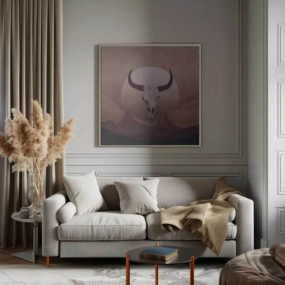 Cowboy Skull - Square Stretched Canvas, Poster or Fine Art Print I Heart Wall Art