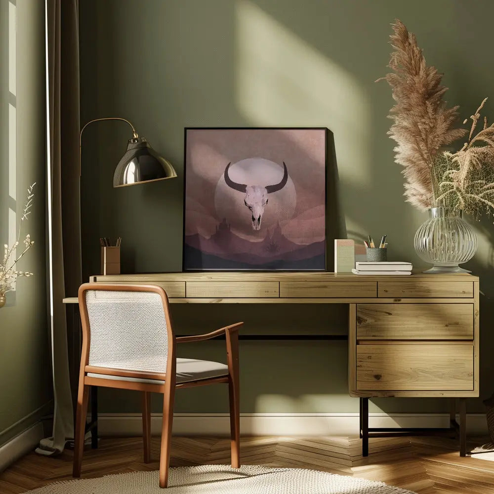 Cowboy Skull - Square Stretched Canvas, Poster or Fine Art Print I Heart Wall Art