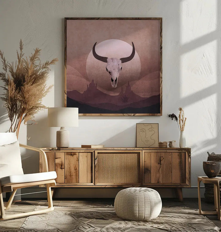 Cowboy Skull - Square Stretched Canvas, Poster or Fine Art Print I Heart Wall Art