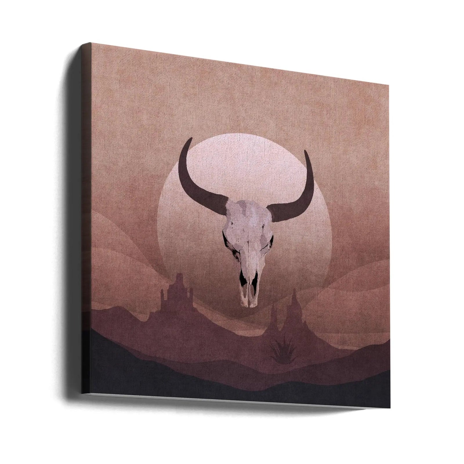 Cowboy Skull - Square Stretched Canvas, Poster or Fine Art Print I Heart Wall Art