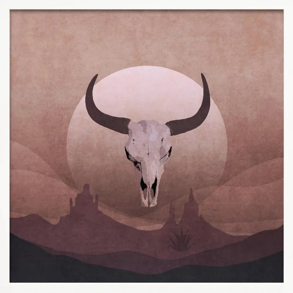 Cowboy Skull - Square Stretched Canvas, Poster or Fine Art Print I Heart Wall Art