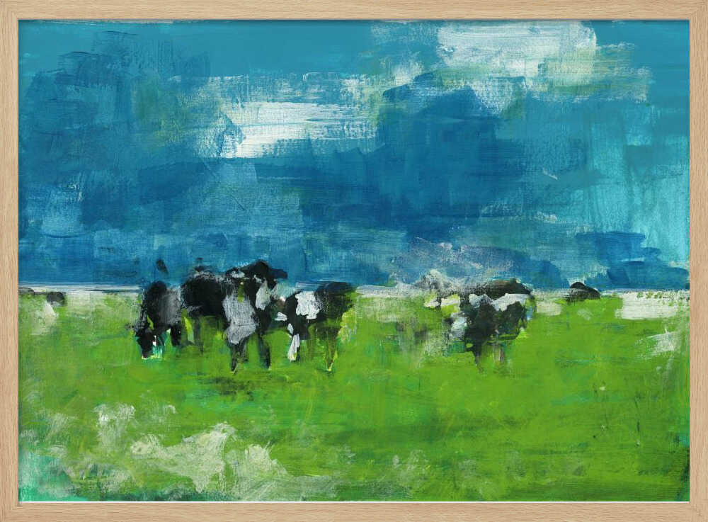 Cows In Landscape Print No 1 - Stretched Canvas, Poster or Fine Art Print - I Heart Wall Art - Poster Print, Canvas Print or Framed Art Print