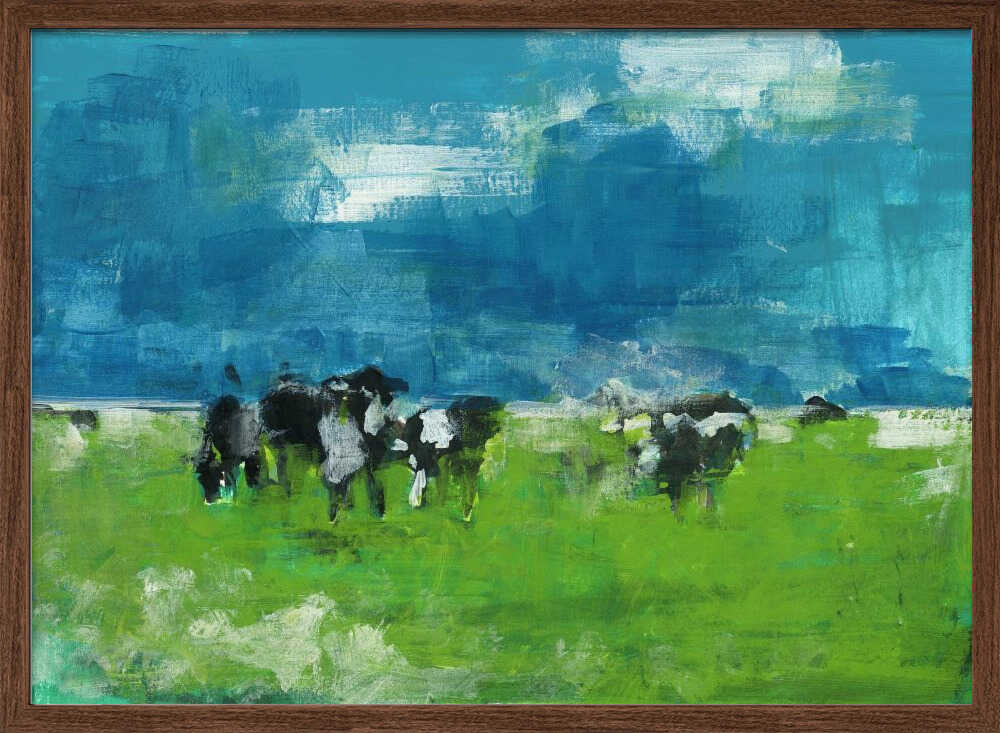 Cows In Landscape Print No 1 - Stretched Canvas, Poster or Fine Art Print - I Heart Wall Art - Poster Print, Canvas Print or Framed Art Print