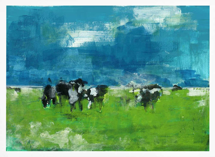 Cows In Landscape Print No 1 - Stretched Canvas, Poster or Fine Art Print - I Heart Wall Art - Poster Print, Canvas Print or Framed Art Print