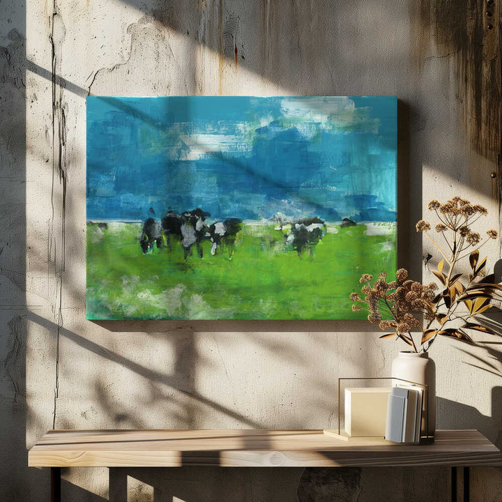 Cows In Landscape Print No 1 - Stretched Canvas, Poster or Fine Art Print - I Heart Wall Art - Poster Print, Canvas Print or Framed Art Print