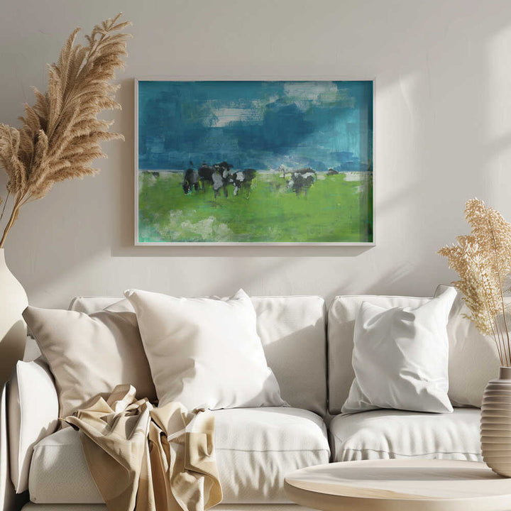 Cows In Landscape Print No 1 - Stretched Canvas, Poster or Fine Art Print - I Heart Wall Art - Poster Print, Canvas Print or Framed Art Print