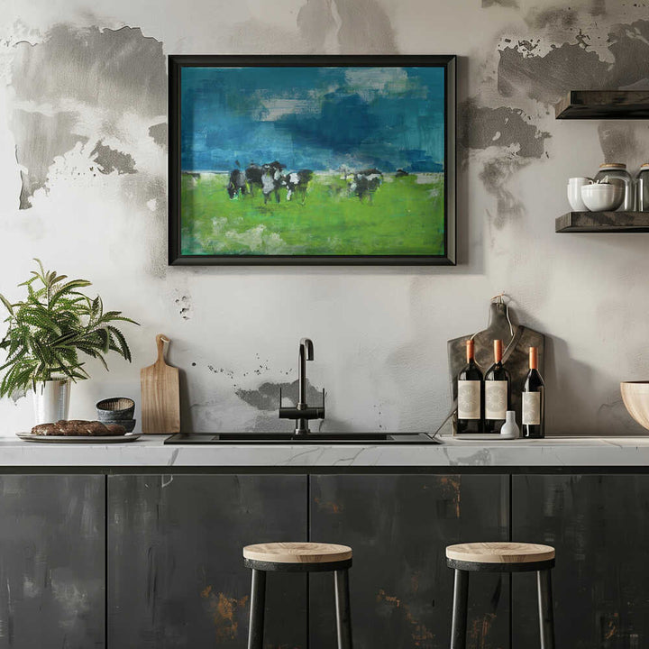 Cows In Landscape Print No 1 - Stretched Canvas, Poster or Fine Art Print - I Heart Wall Art - Poster Print, Canvas Print or Framed Art Print