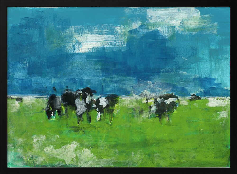 Cows In Landscape Print No 1 - Stretched Canvas, Poster or Fine Art Print - I Heart Wall Art - Poster Print, Canvas Print or Framed Art Print