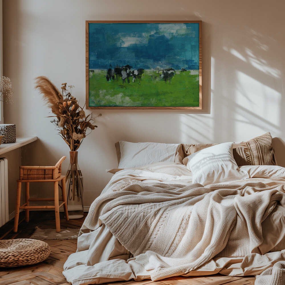 Cows In Landscape Print No 1 - Stretched Canvas, Poster or Fine Art Print - I Heart Wall Art - Poster Print, Canvas Print or Framed Art Print