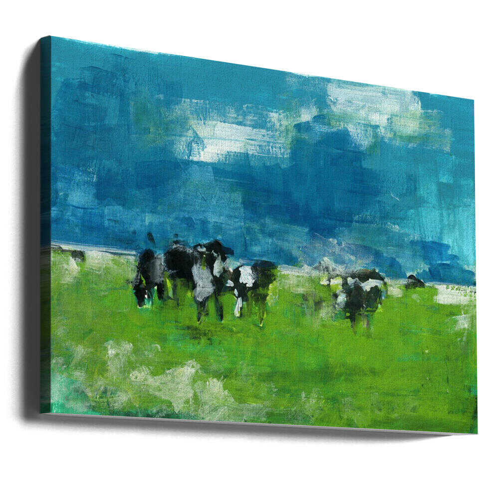 Cows In Landscape Print No 1 - Stretched Canvas, Poster or Fine Art Print - I Heart Wall Art - Poster Print, Canvas Print or Framed Art Print