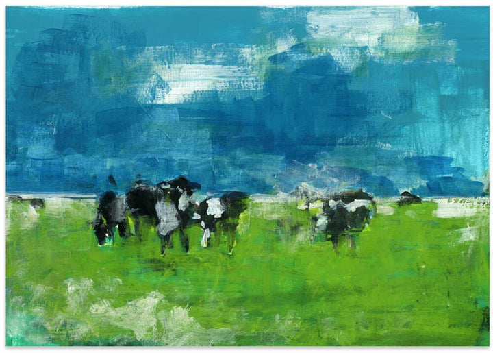 Cows In Landscape Print No 1 - Stretched Canvas, Poster or Fine Art Print - I Heart Wall Art - Poster Print, Canvas Print or Framed Art Print