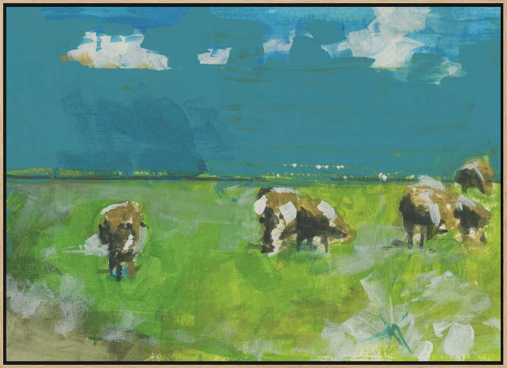 Cows In Landscape Print No 2 - Stretched Canvas, Poster or Fine Art Print - I Heart Wall Art - Poster Print, Canvas Print or Framed Art Print