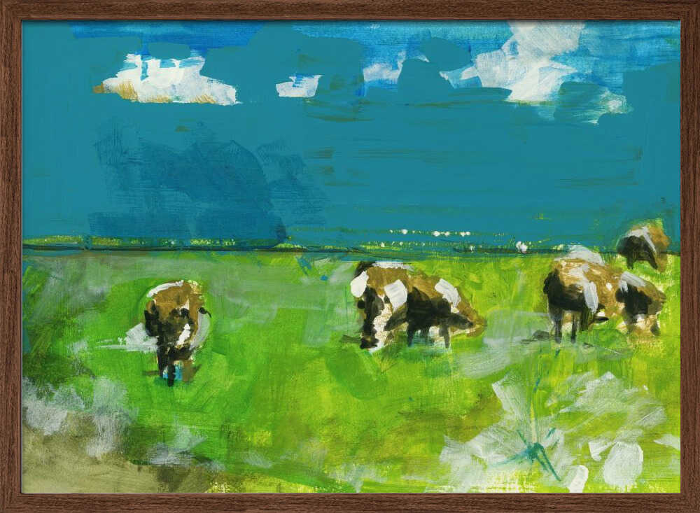 Cows In Landscape Print No 2 - Stretched Canvas, Poster or Fine Art Print - I Heart Wall Art - Poster Print, Canvas Print or Framed Art Print