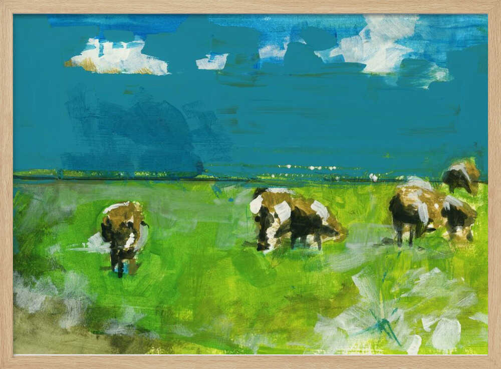 Cows In Landscape Print No 2 - Stretched Canvas, Poster or Fine Art Print - I Heart Wall Art - Poster Print, Canvas Print or Framed Art Print