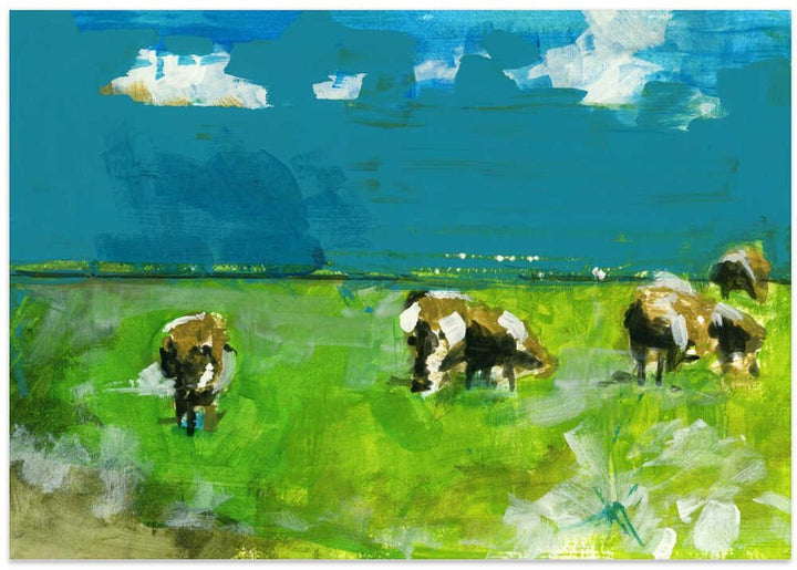 Cows In Landscape Print No 2 - Stretched Canvas, Poster or Fine Art Print - I Heart Wall Art - Poster Print, Canvas Print or Framed Art Print