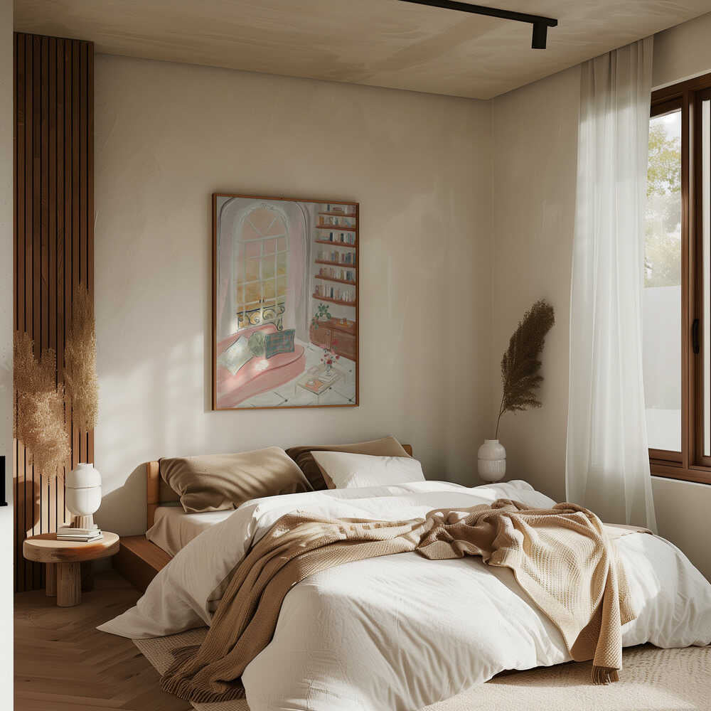 Cozy Reading Nook - Stretched Canvas Poster or Fine Art Print