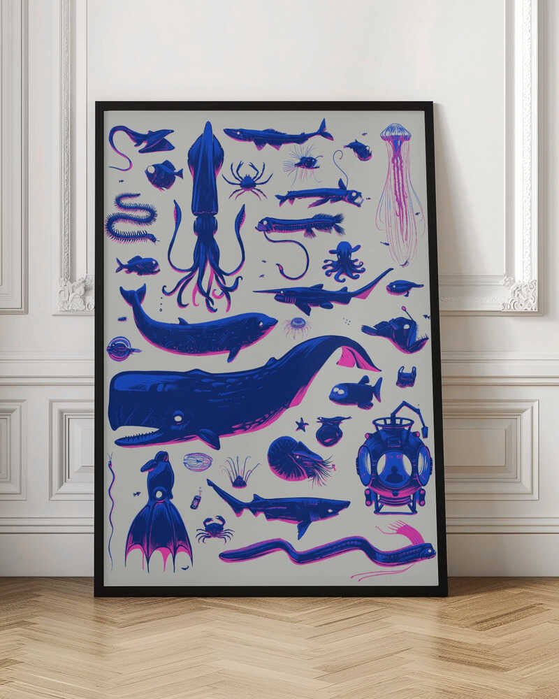 Creatures of the Deep - Stretched Canvas, Poster or Fine Art Print - I Heart Wall Art - Poster Print, Canvas Print or Framed Art Print
